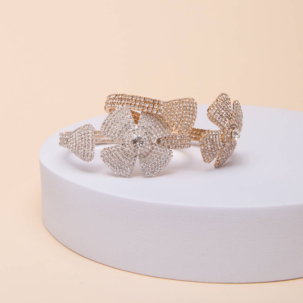 Floral Crystal Pavé Cuff Bracelet