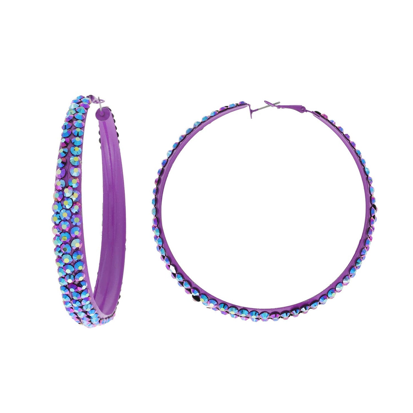 Colorful Rhinestone Embellished Hoop Earrings