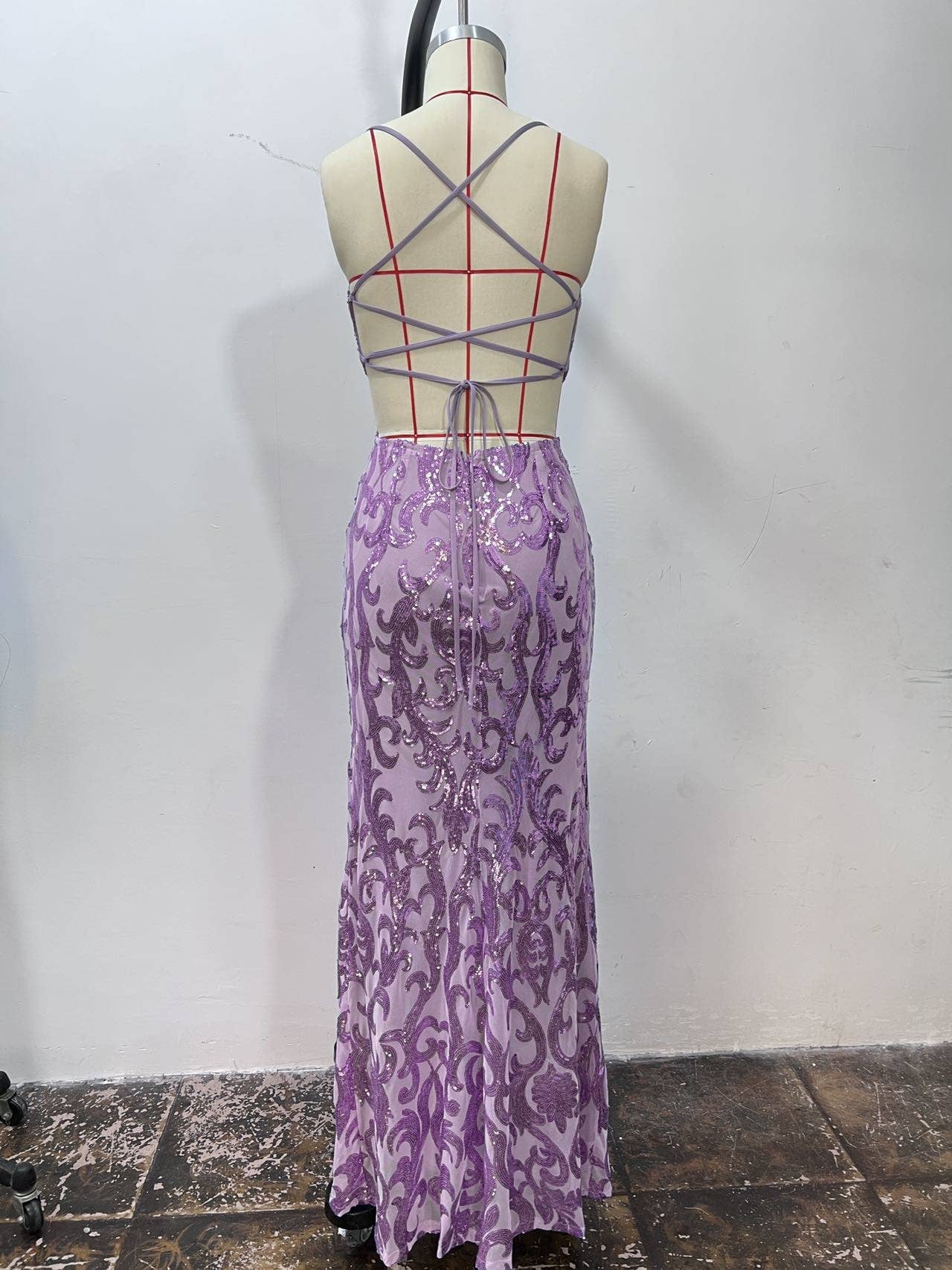Backless party maxi slip sequin dress