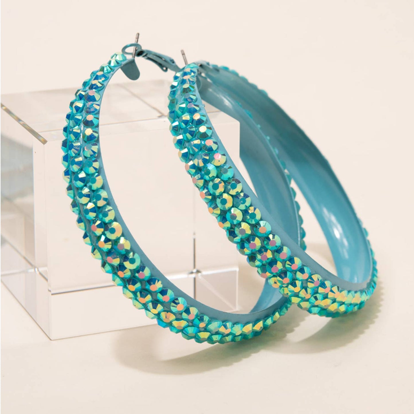 Colorful Rhinestone Embellished Hoop Earrings