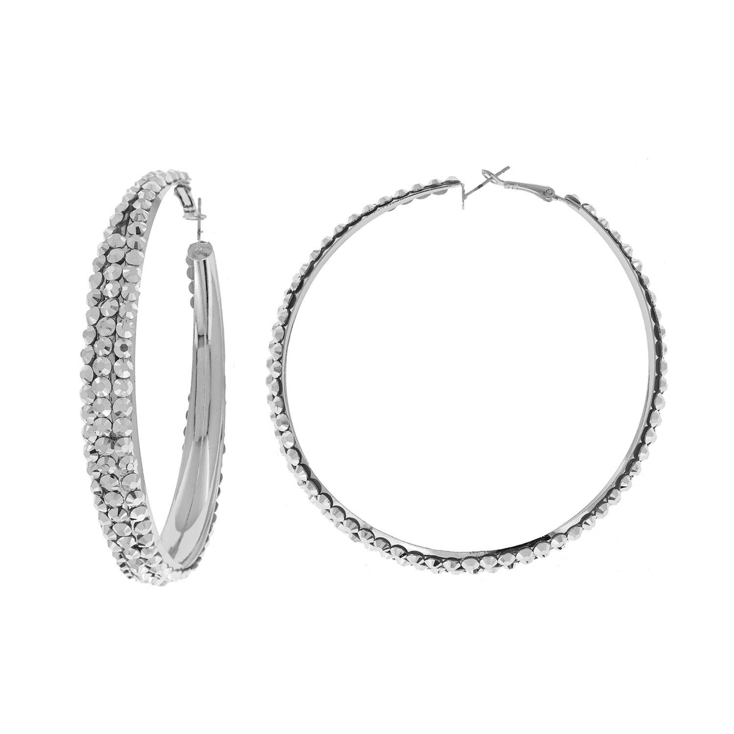 Colorful Rhinestone Embellished Hoop Earrings