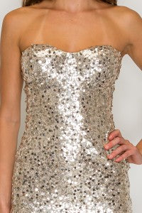 Strapless Sequin Cocktail Dress