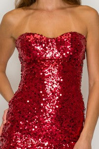 Strapless Sequin Cocktail Dress
