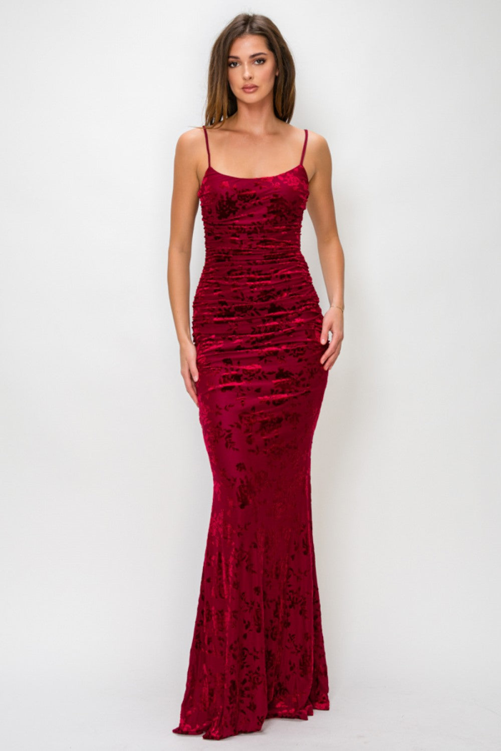 Floral Velour Lace Up Maxi