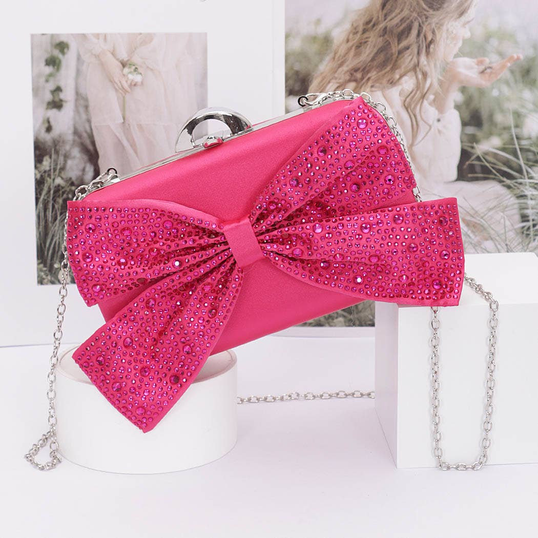Z Clutch- Rhinestone Bow Hard Case Clutch
