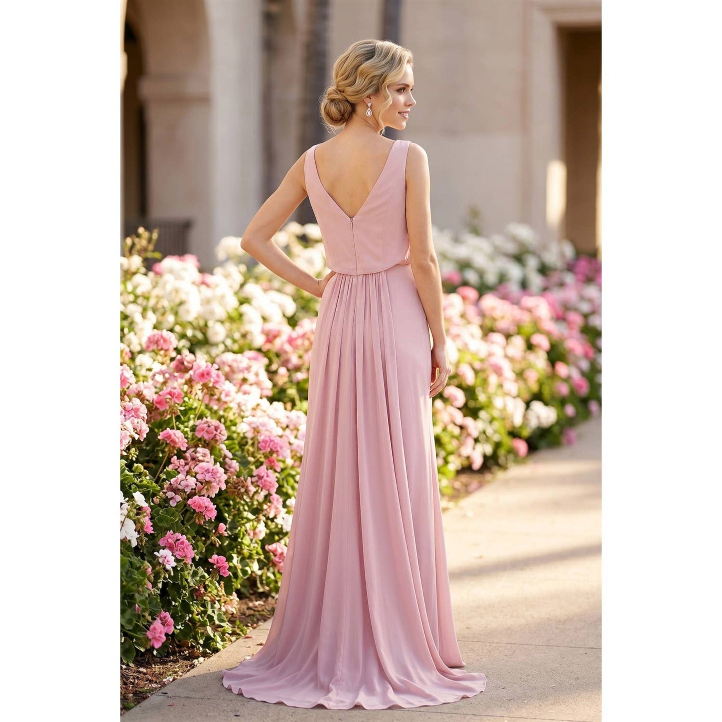 SLEEVELESS FORMAL CHIFFON PROM DRESS