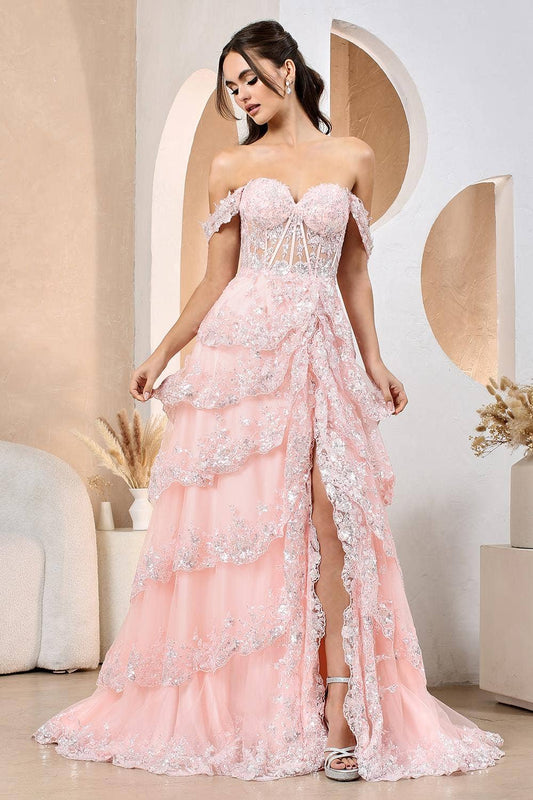 1 A-Line Sequin Gown with Slit