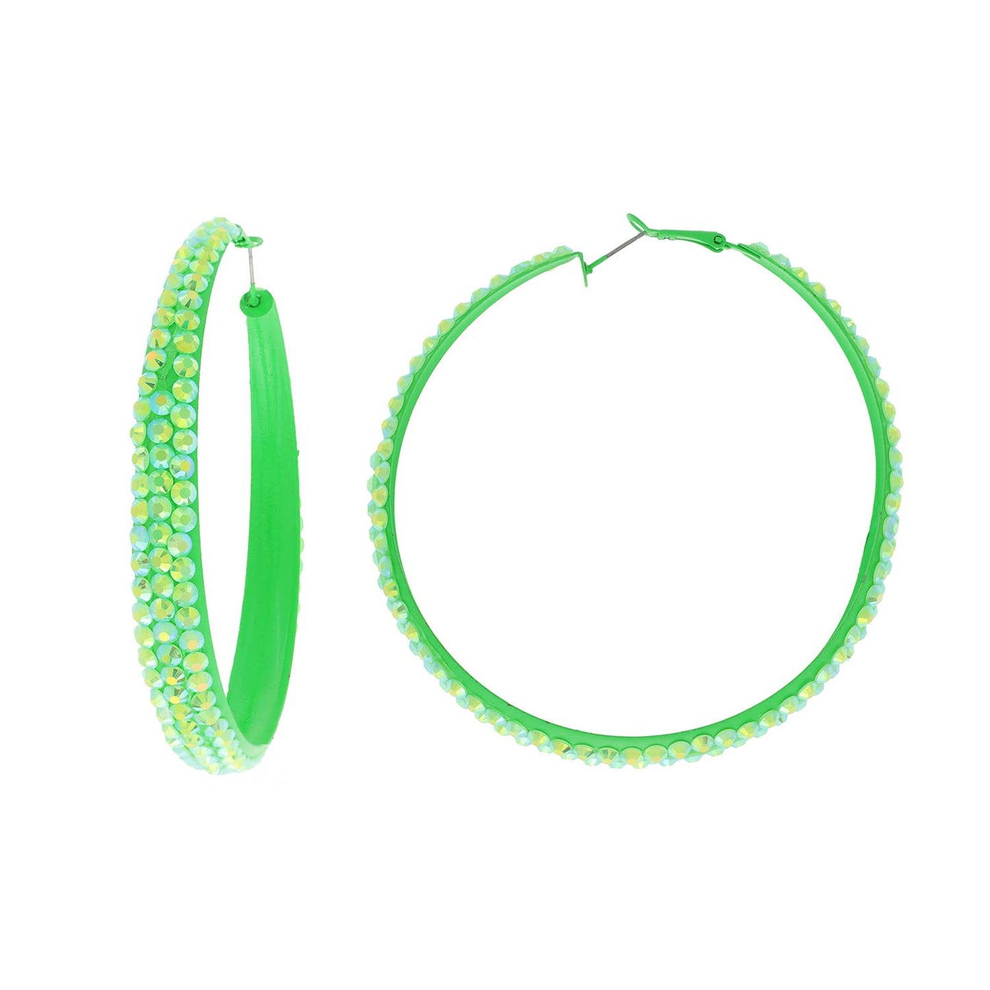 Colorful Rhinestone Embellished Hoop Earrings