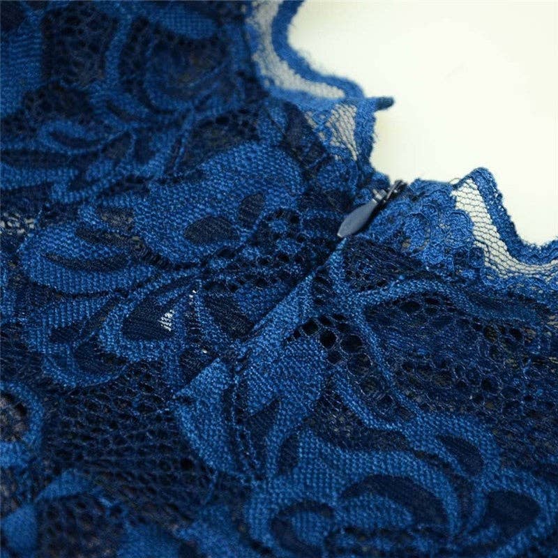 Lace Trim Long Evening Dress