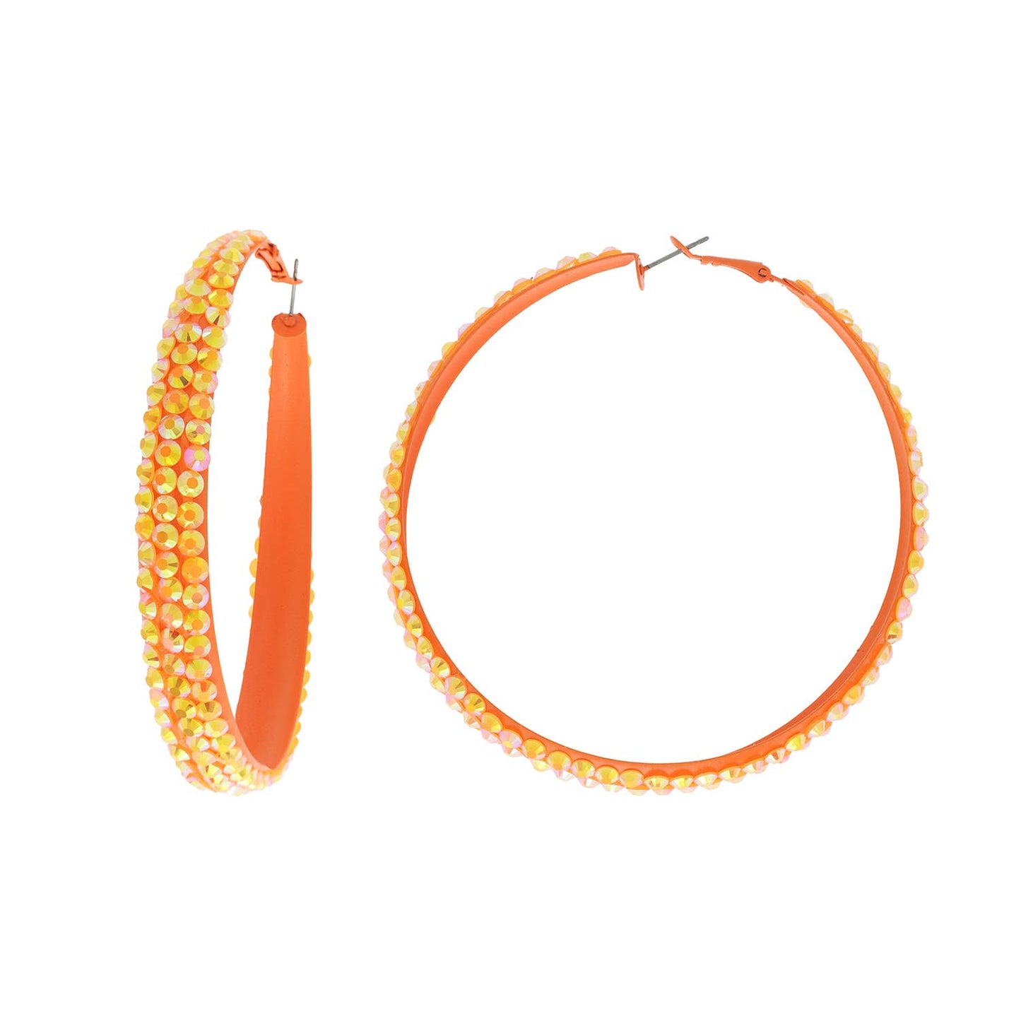 Colorful Rhinestone Embellished Hoop Earrings