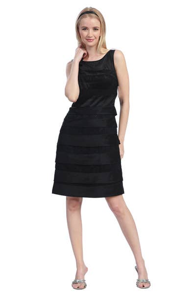 Short Sleeveless Satin Dress With Lace Details 32373