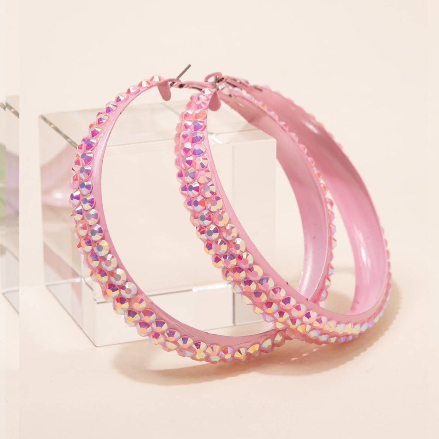 Colorful Rhinestone Embellished Hoop Earrings