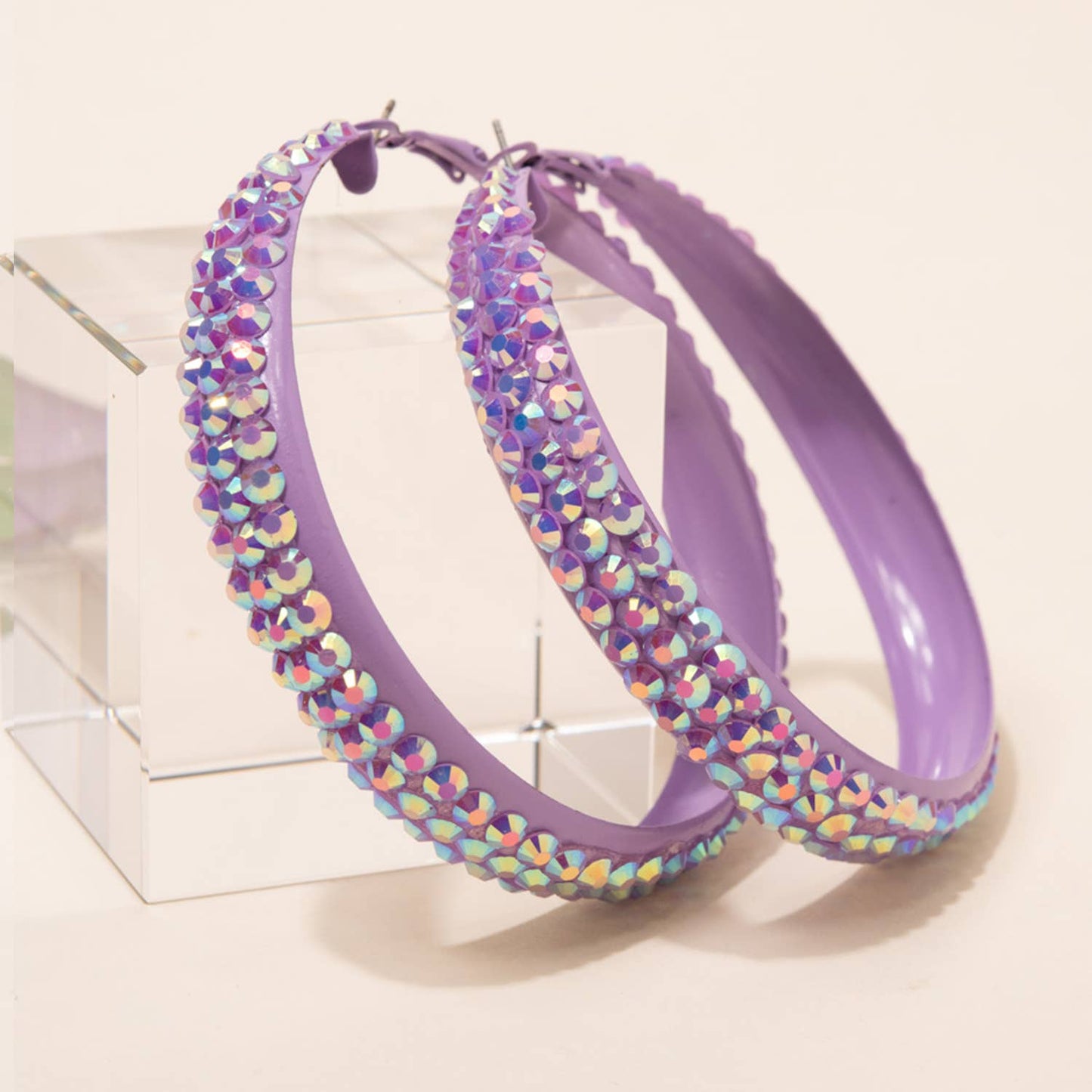 Colorful Rhinestone Embellished Hoop Earrings