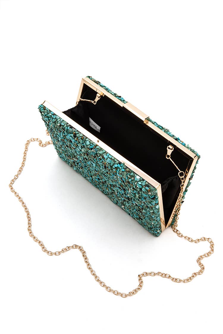 Z Clutch- Mix Gem Stone Druzy Box Clutch