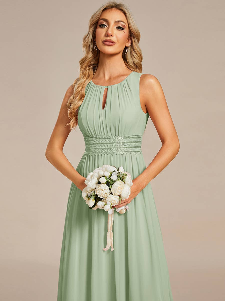 Elegant Pleated Sequin Bridesmaids Dress