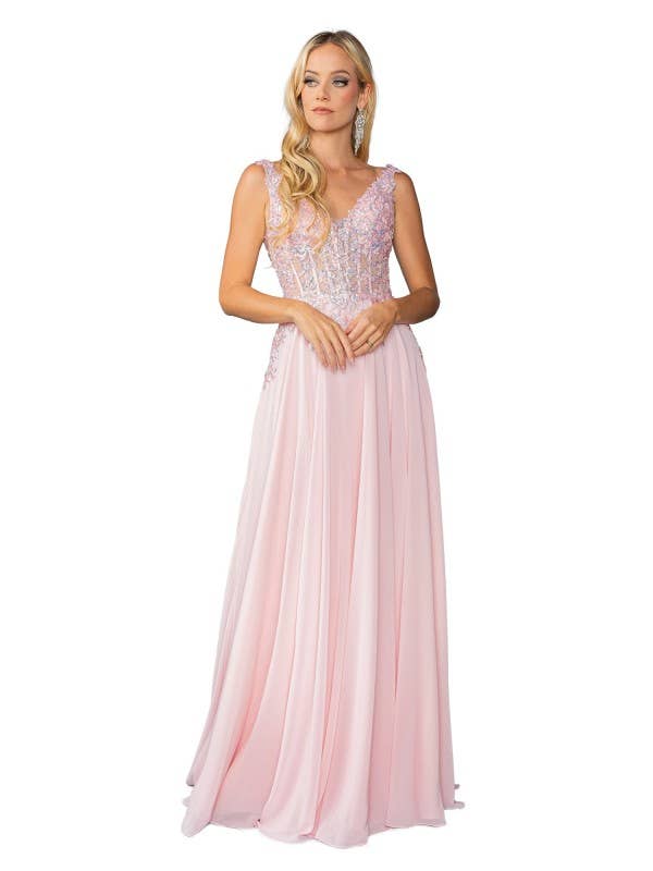 Overlay and Sleeveless Design Prom Dress
