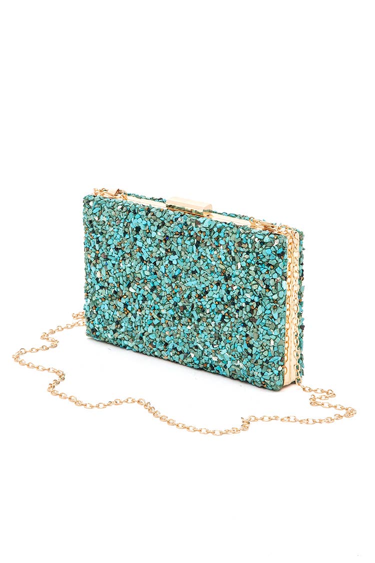 Z Clutch- Mix Gem Stone Druzy Box Clutch
