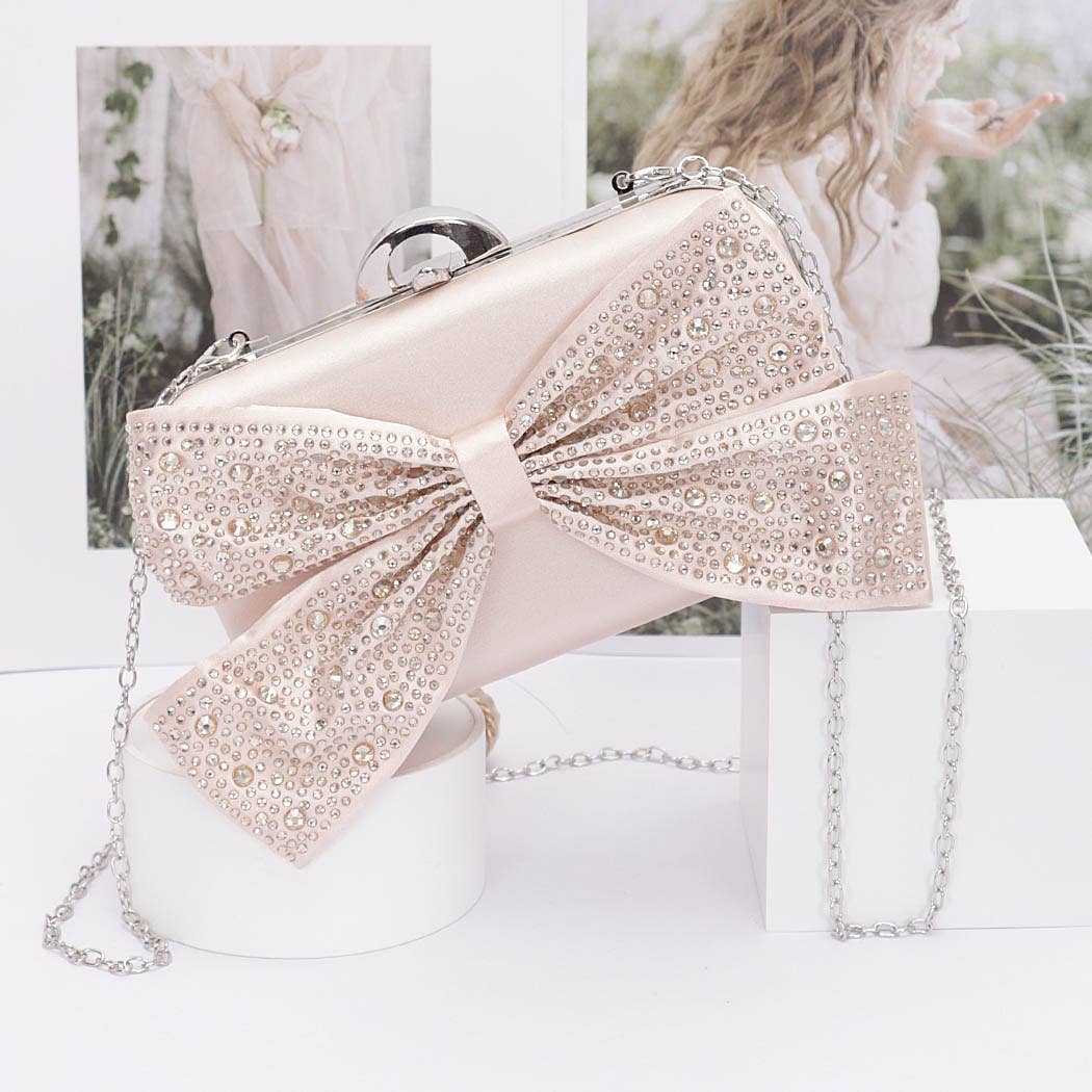 Z Clutch- Rhinestone Bow Hard Case Clutch
