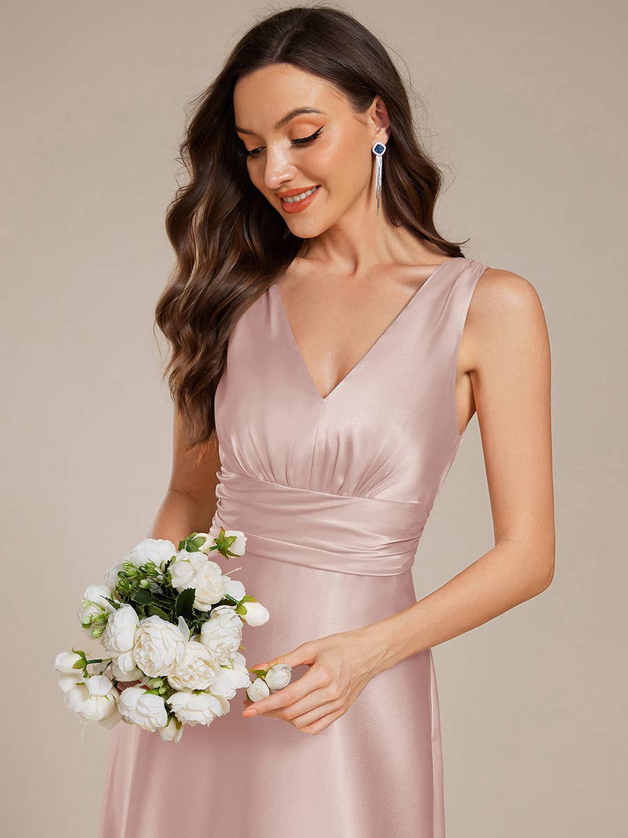 Elegant Satin Bridesmaid Dresses with Pockets