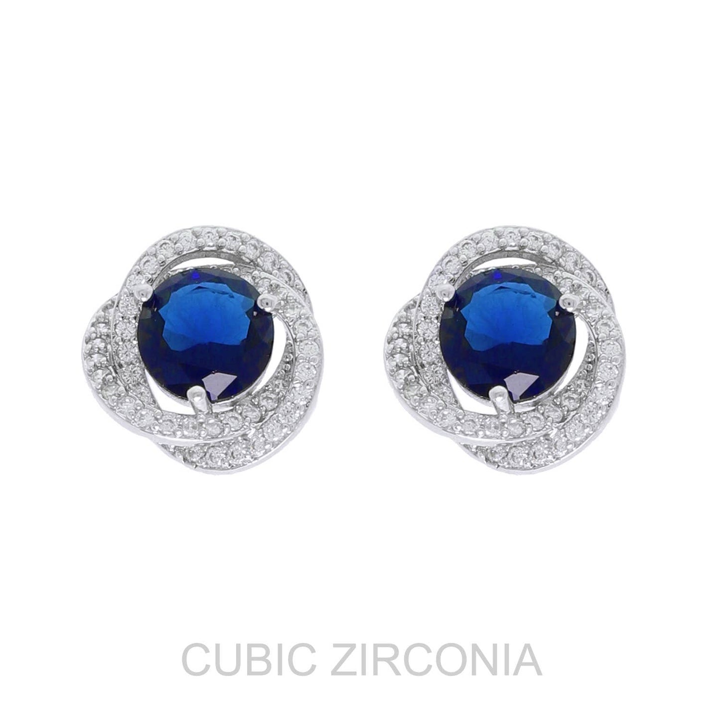 Cubic Zirconia Gemstone Spiral Halo Stud Earrings