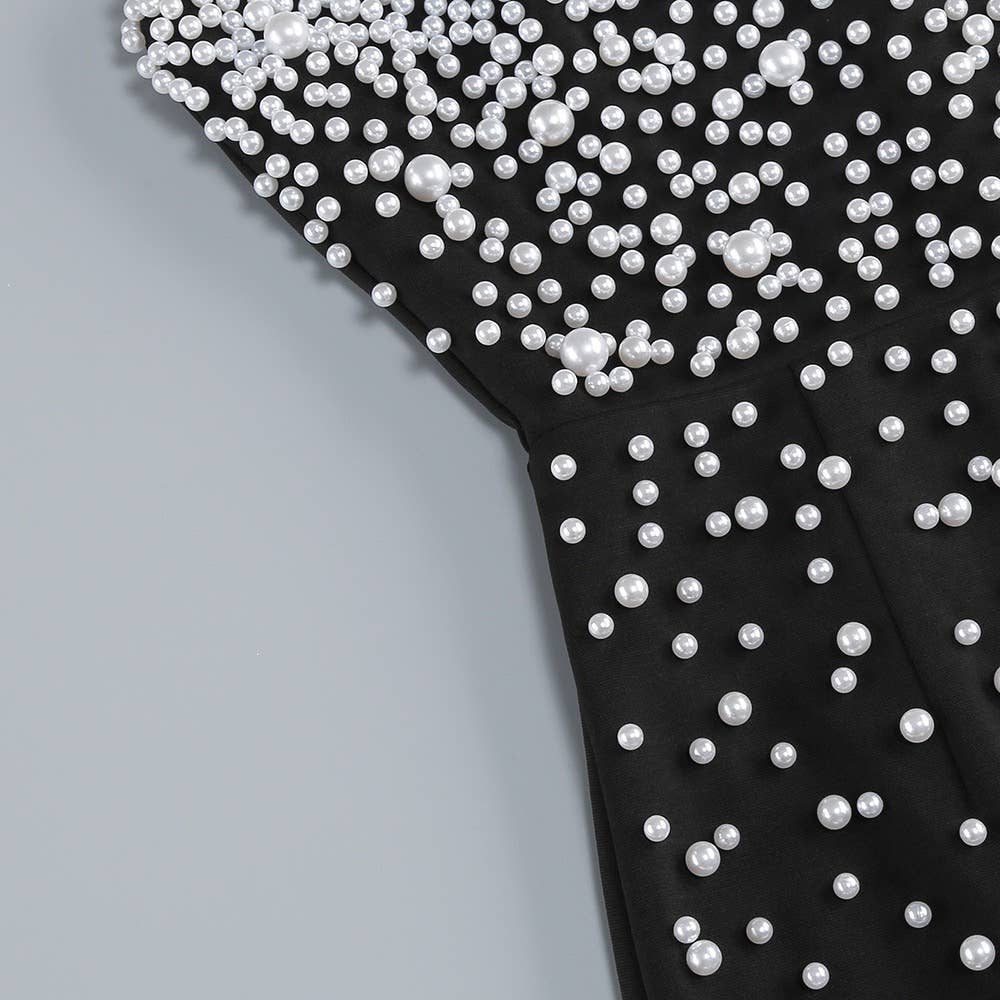 Glamorous Handmade Beaded Tube Top Slim Maxi Dress