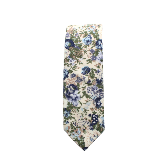 Tuscany Olive Green Floral Slim Tie