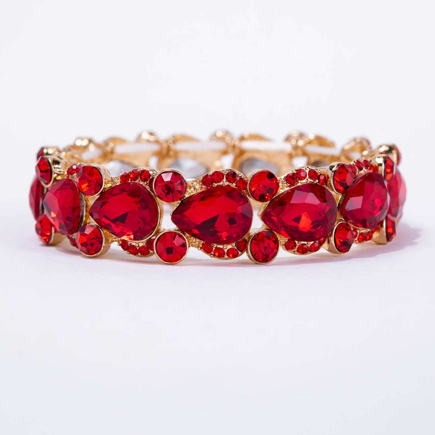 Round and Oval Cut Crystal Embellished Stretch Bracelet