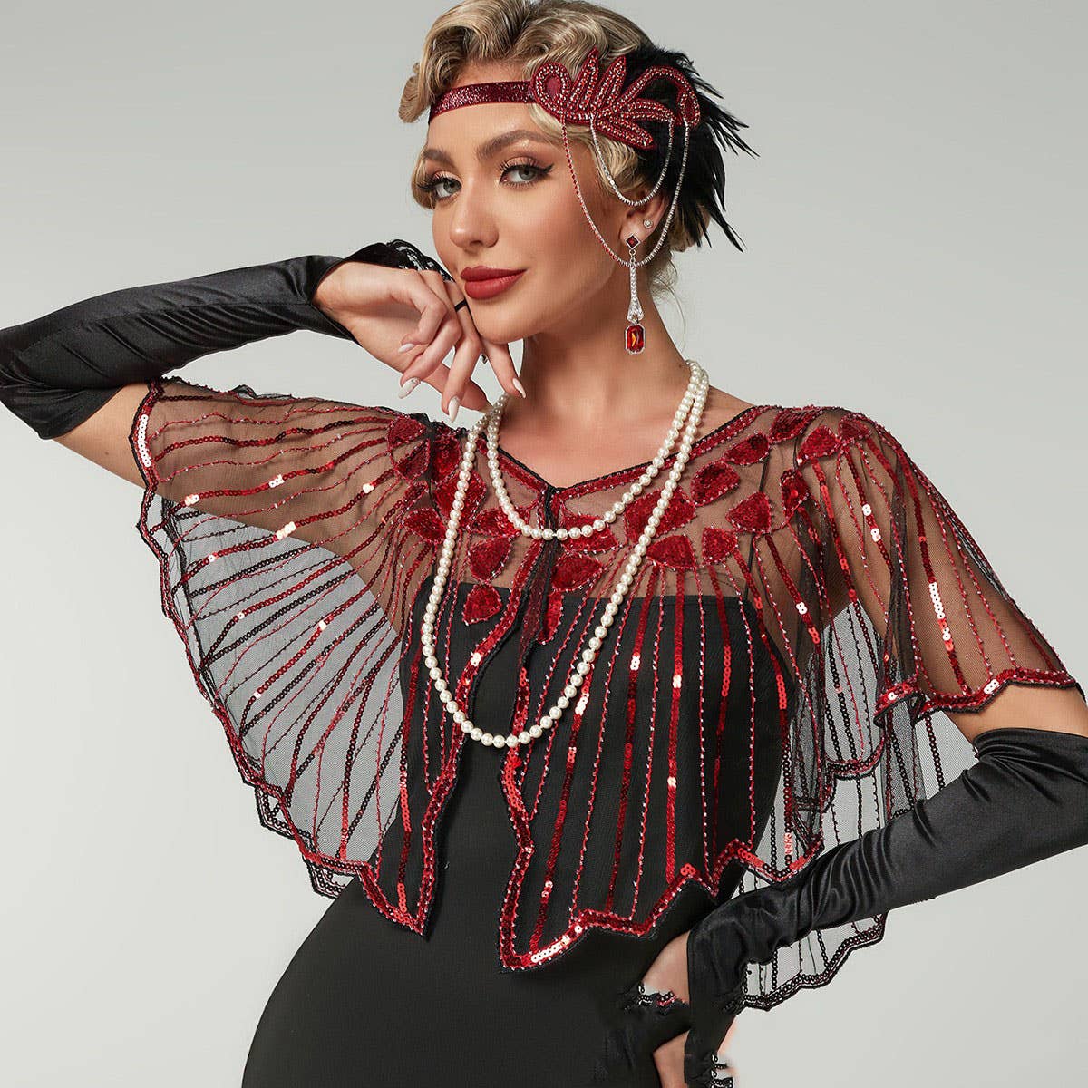 Lace Sequin Shawl – Evening Party Dress Cover_CWMM8954