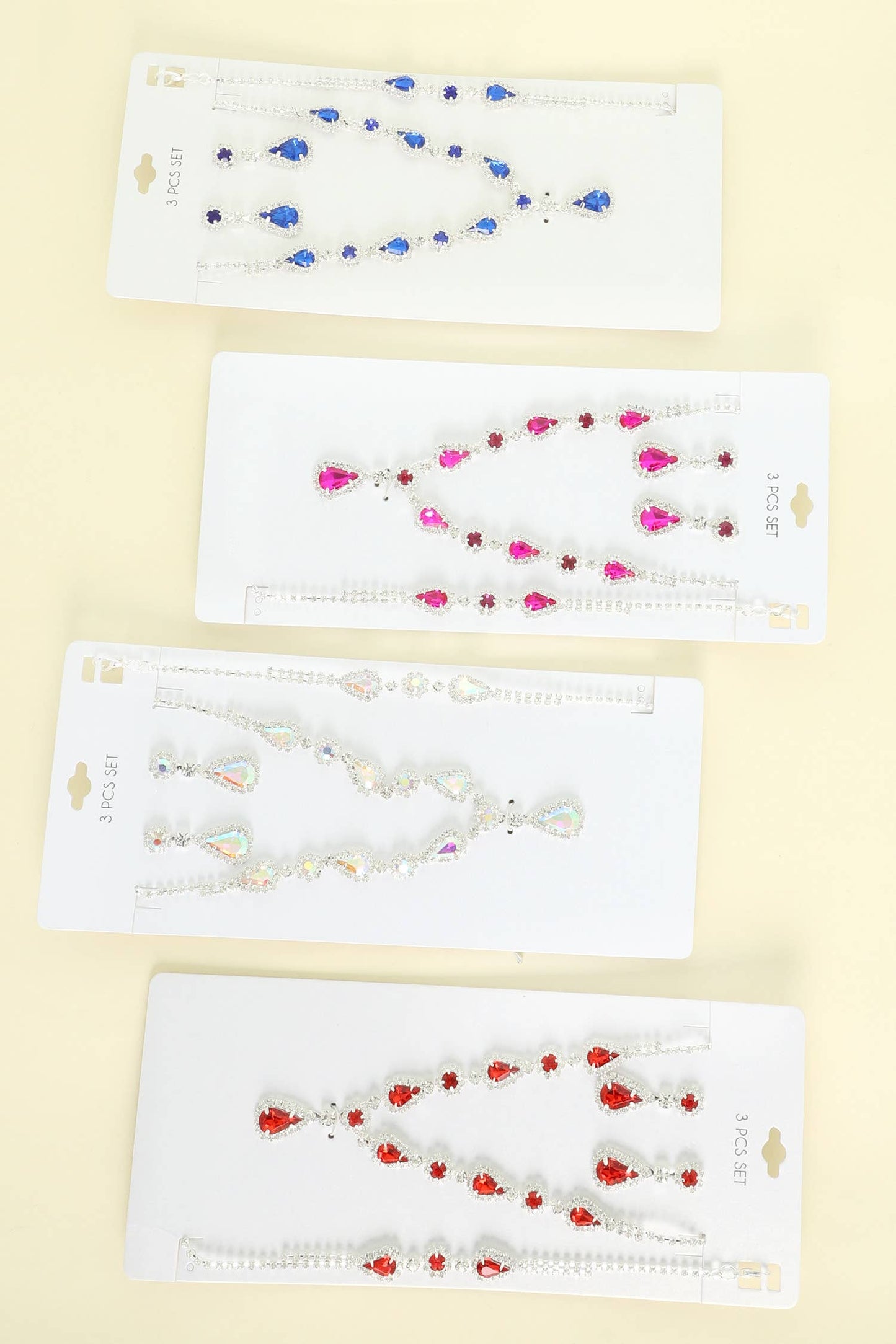 3pc Rhinestone Crystal Teardrop Jewelry Set
